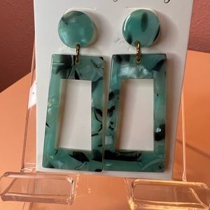 Marble mint acrylic earrings